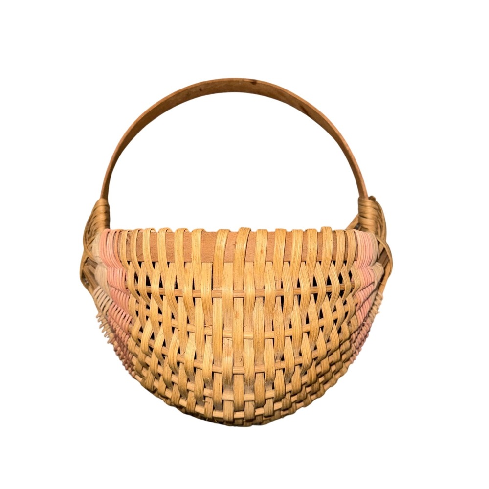 Unbranded Woven Wall Pocket Basket Home Decor Small Tan Pink Excellent Hanging